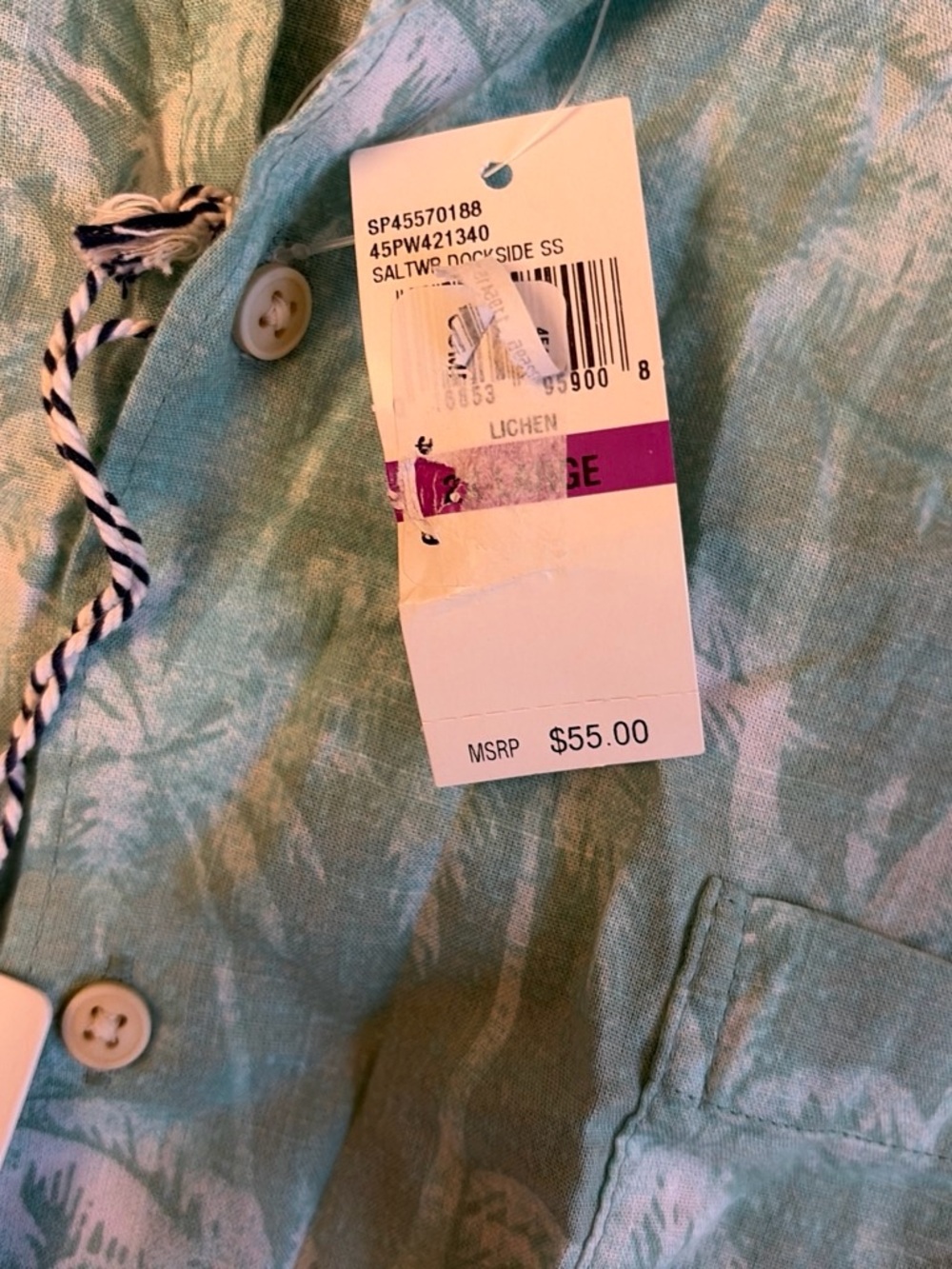 Izod Seafoam Palm Print Button-Up Shirt